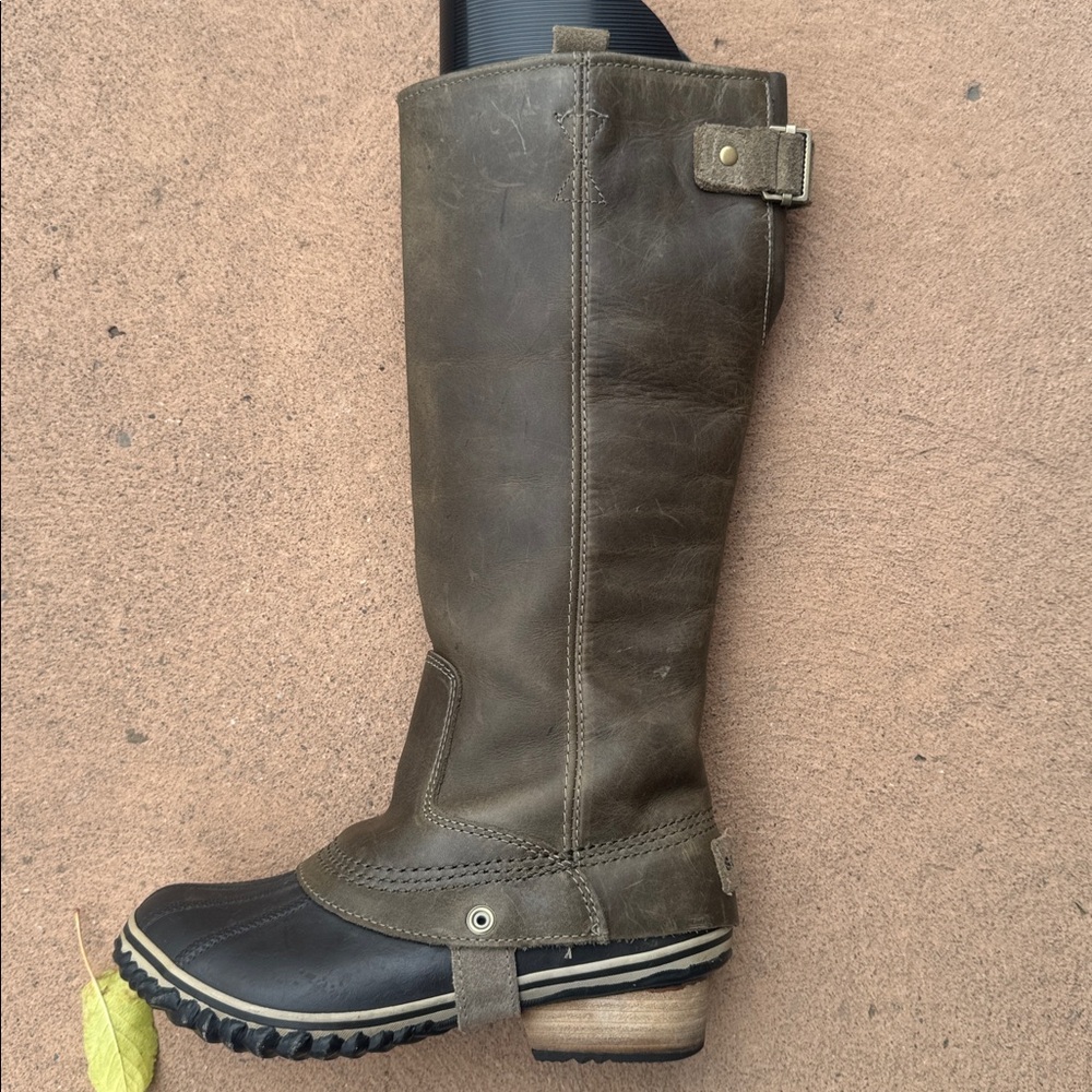 Sorel Tivoli II Tall Waterproof Winter Boots Green Leather Rubber Size 6.5 - Picture 12 of 16